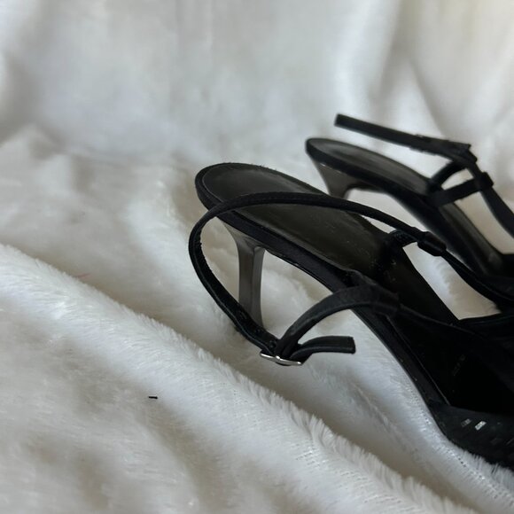 St John Black Sparkle Slingback Womens 6.5 Pointed Toe Made in Italy VINTAGE - Picture 5 of 10